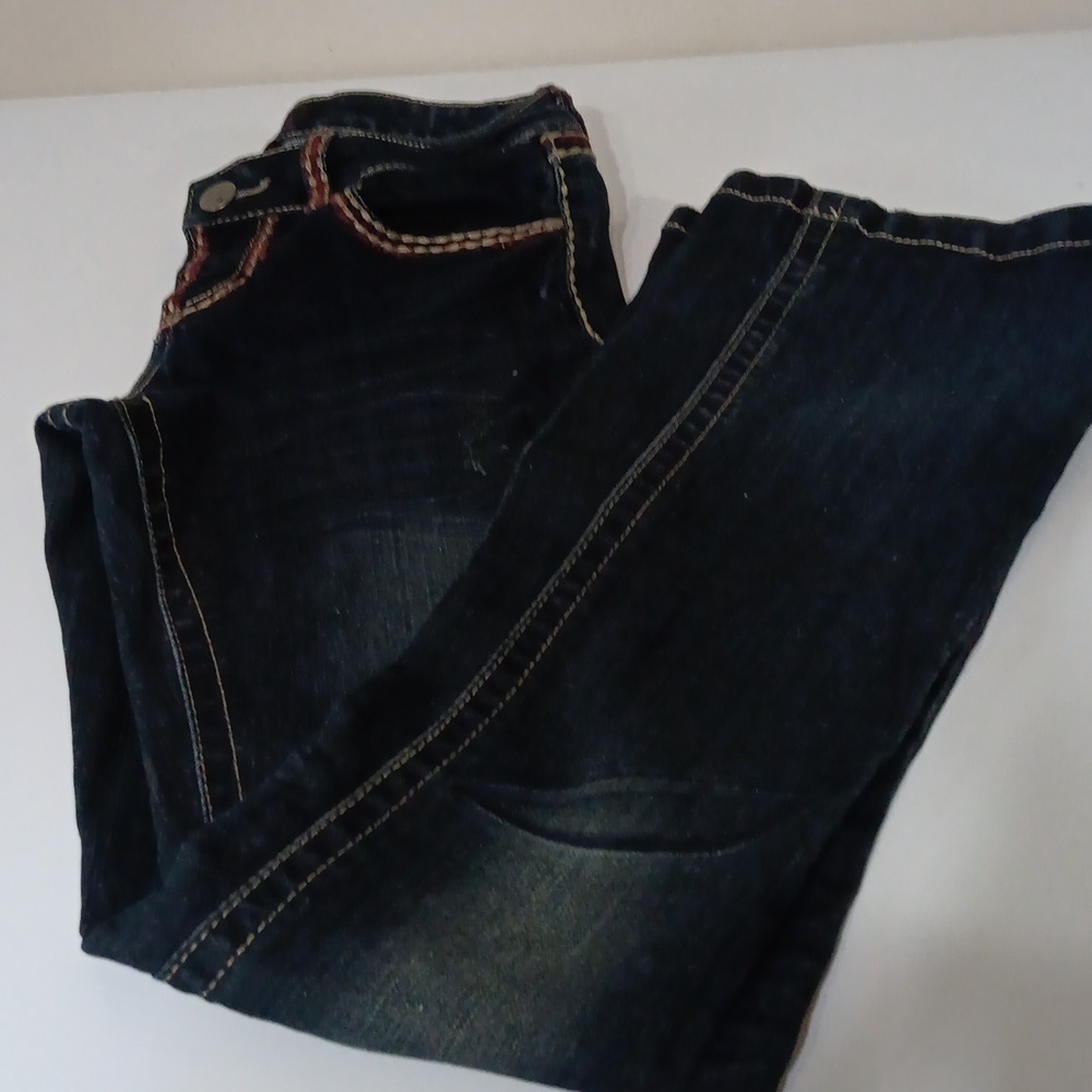 Black Crystal Dark Blue Jeans size 3 some holes at the bottom.